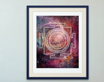 Sri Yantra Art Print: Purple Cosmos Sacred Geometry (Digital Download)