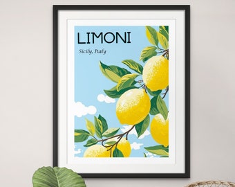 Lámina decorativa de limonero: Decoración de pared para cocina en Sicilia, Italia (Descarga digital)
