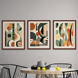 Minimalist art, 3 Print Set, African Abstract art, African American Wall Art, black, beige, green art print, Boho art Contemporary printable