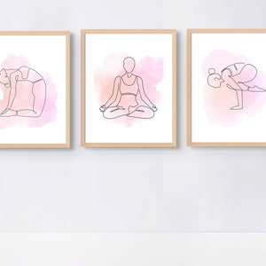 Yoga Art | Minimalist Yoga Art Prints, Yoga lover gift, spiritual art, Pink art printable, Zen art, Boho art printable, minimalist yoga art
