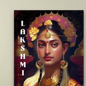 Goddess Lakshmi | Goddess of Abundance, Laxmi, Goddess of Wealth, Goodness, Goddess art print, Indian Goddesses, South-east Asian Goddess