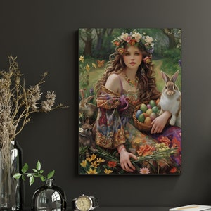 Goddess Ostara, spring nature, Anglo-Saxon, Eostre German, pagan, Easter Goddess of spring equinox poster printable wall art poster, print image 2