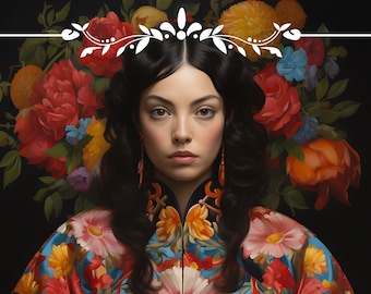 Ilustración imprimible de la carta del Tarot de la Emperatriz: Retrato de mujer mística (Descarga digital)
