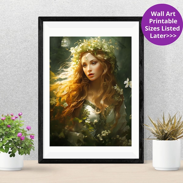 Goddess Aine, Áine or Anu, Irish Goddess of Summer, Fairies, Fey goddess, Aine, Celtic goddess, Goddess art printable