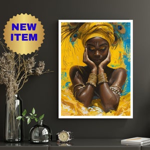 Orisha Oshun, afrikanische Orisha Kunst, Oshun, afrikanische Göttin, Göttin der Liebe, weibliche Orishas, afrikanische Kunst Druck, schwarze Göttin Kunst, bis zu 24X36