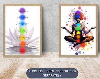 Chakra Art Prints (Set of 2): Yoga Meditation Room Decor (Digital Download)