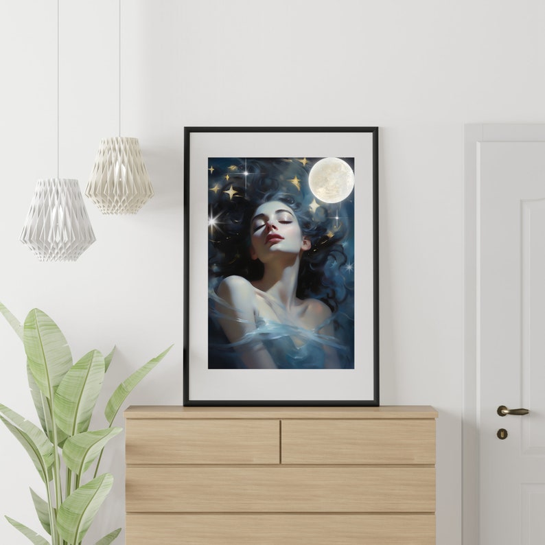 Moon Goddess Art Print: Lunar Celestial Wall Decor (digital Download ...