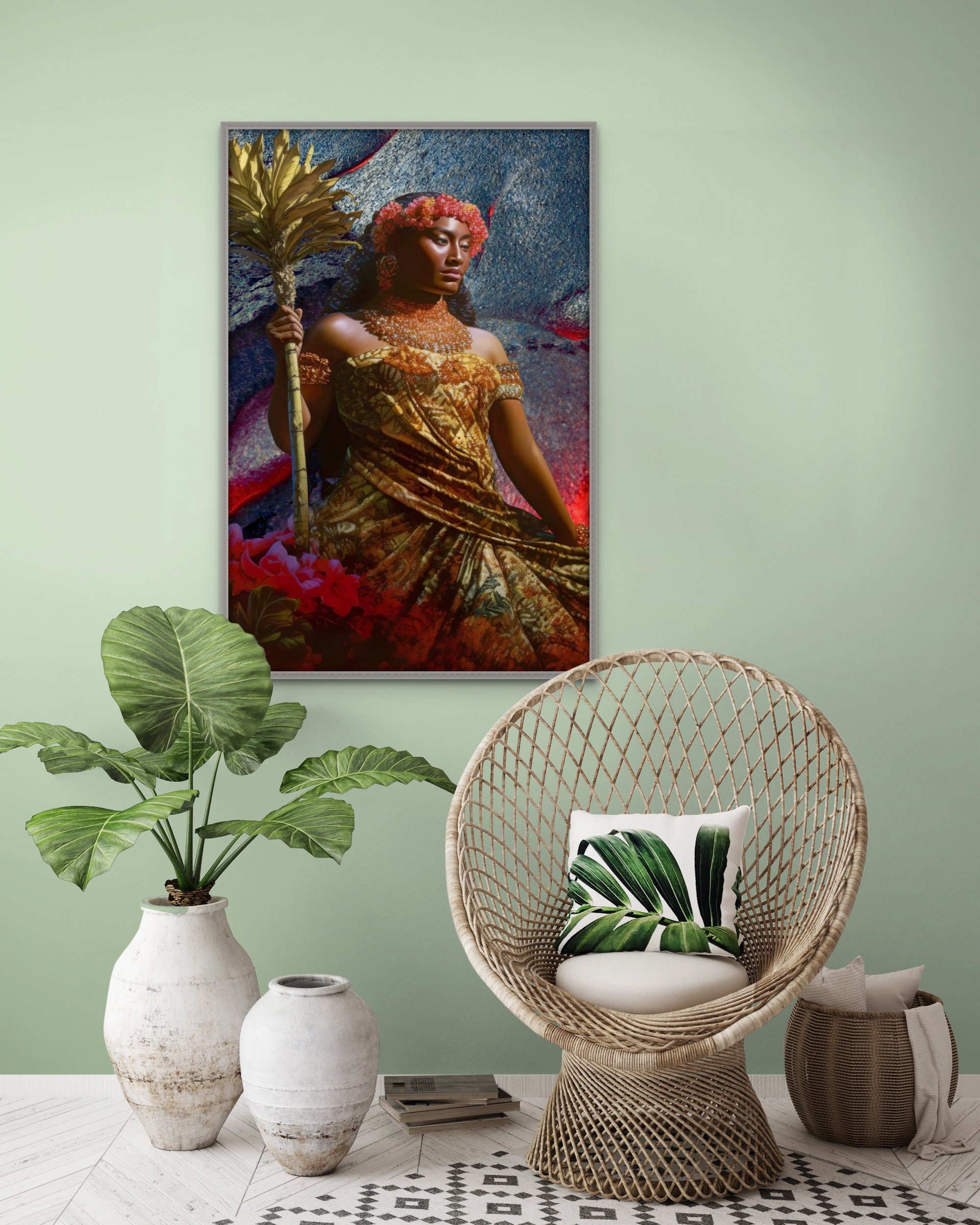 女神ペレのアートプリント：ハワイの火山女神（デジタルダウンロード