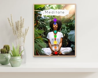 Black Woman Chakra Meditation Art Print (Digital Download)