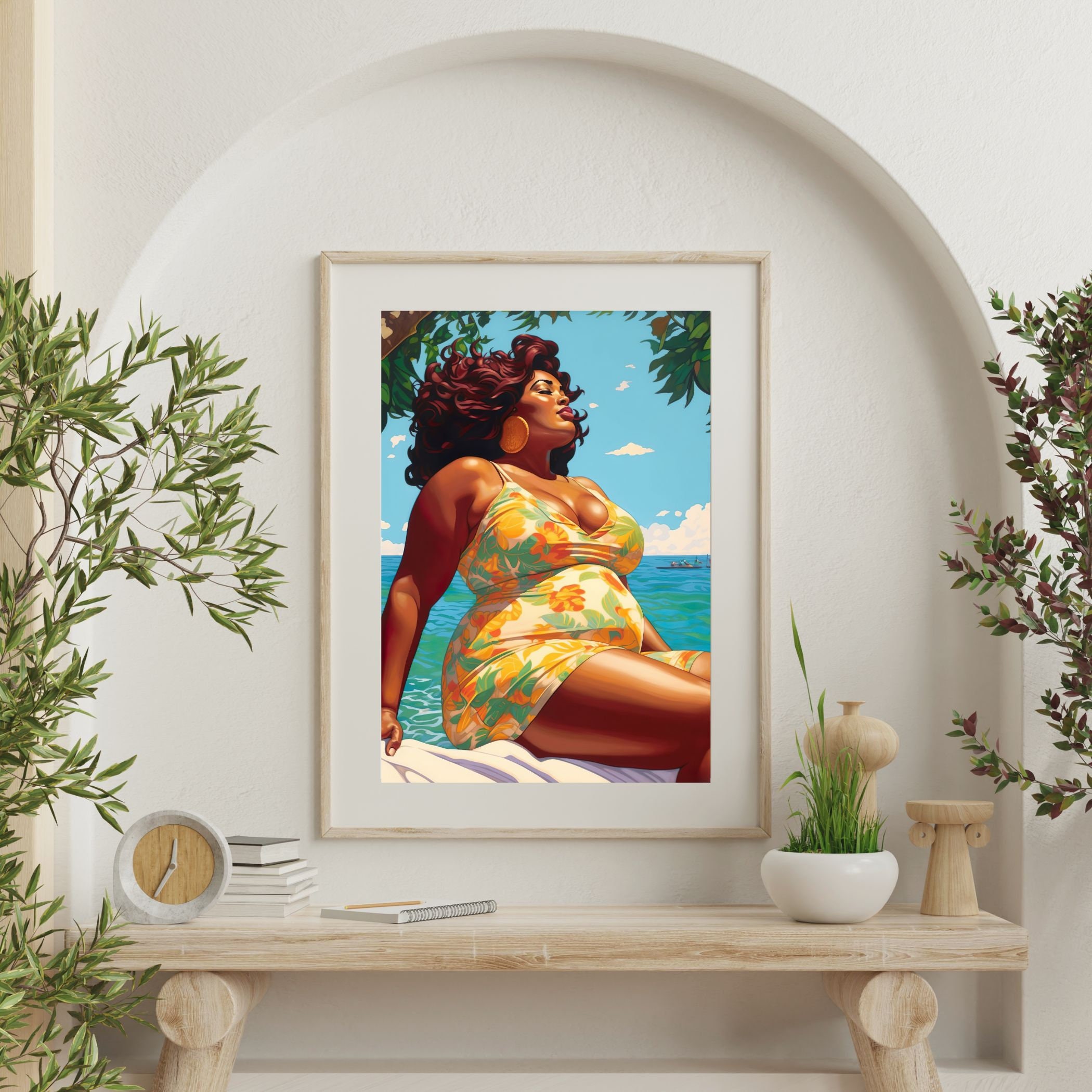 Retro Body Positive Art, Curvy Woman, Beach Summer, Sexy, Fat Feminist ...