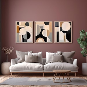 Afro-Minimalist Neutral art, 3 Print Set, African Abstract art, Wall Art, black, beige, art print, Boho art Contemporary printable