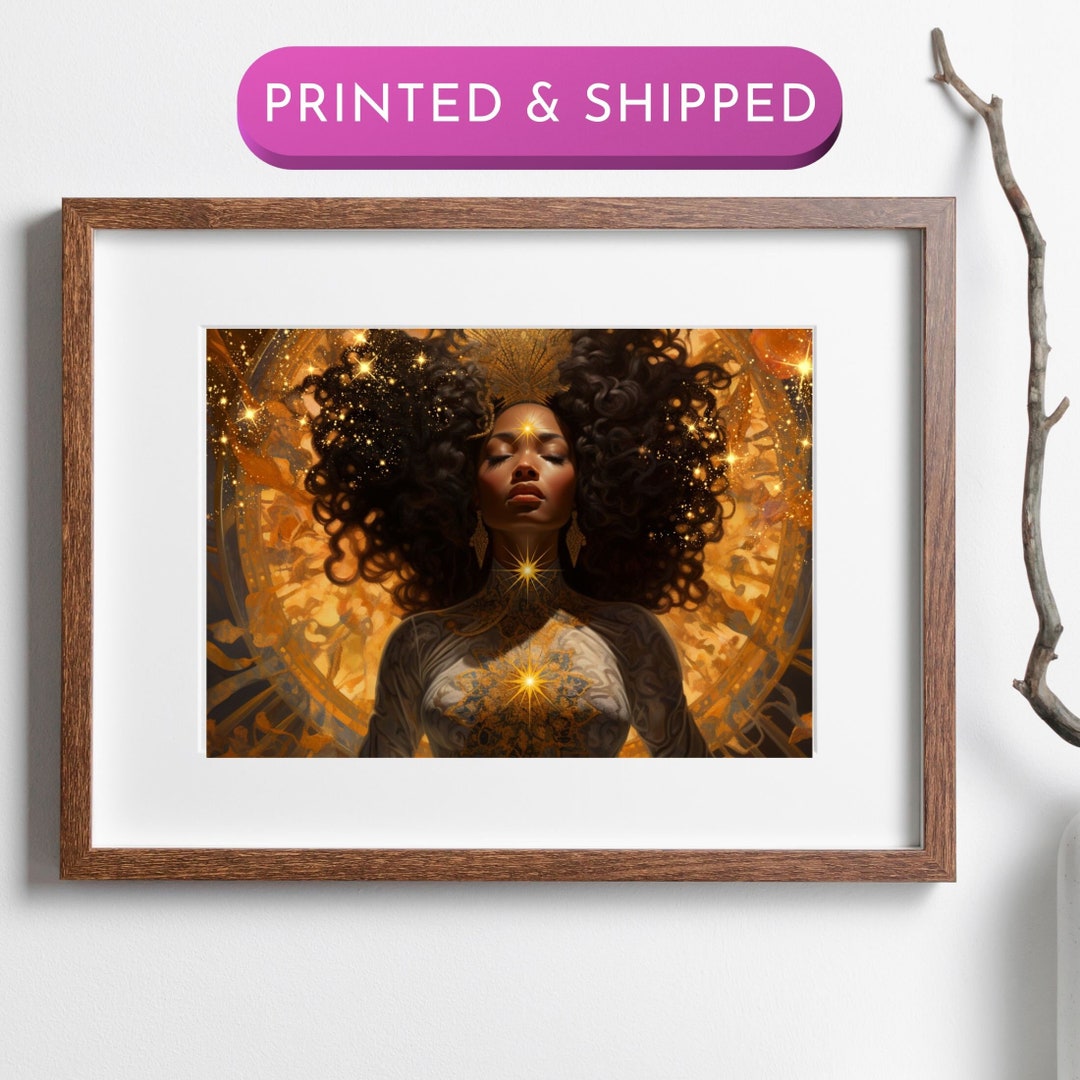 Black Melanin Goddess Art Print: Divine Feminine Chakra Poster - Etsy