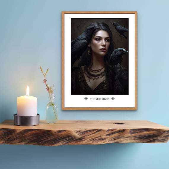 モリガン女神アートプリント：ケルトの戦士、ダークアカデミア