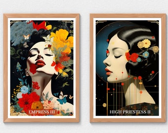 Juego de láminas de tarot Art Déco: La Emperatriz y la Suma Sacerdotisa (Descarga digital)