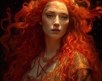 Lámina artística de la diosa Brigid: diosa celta irlandesa (descarga digital)