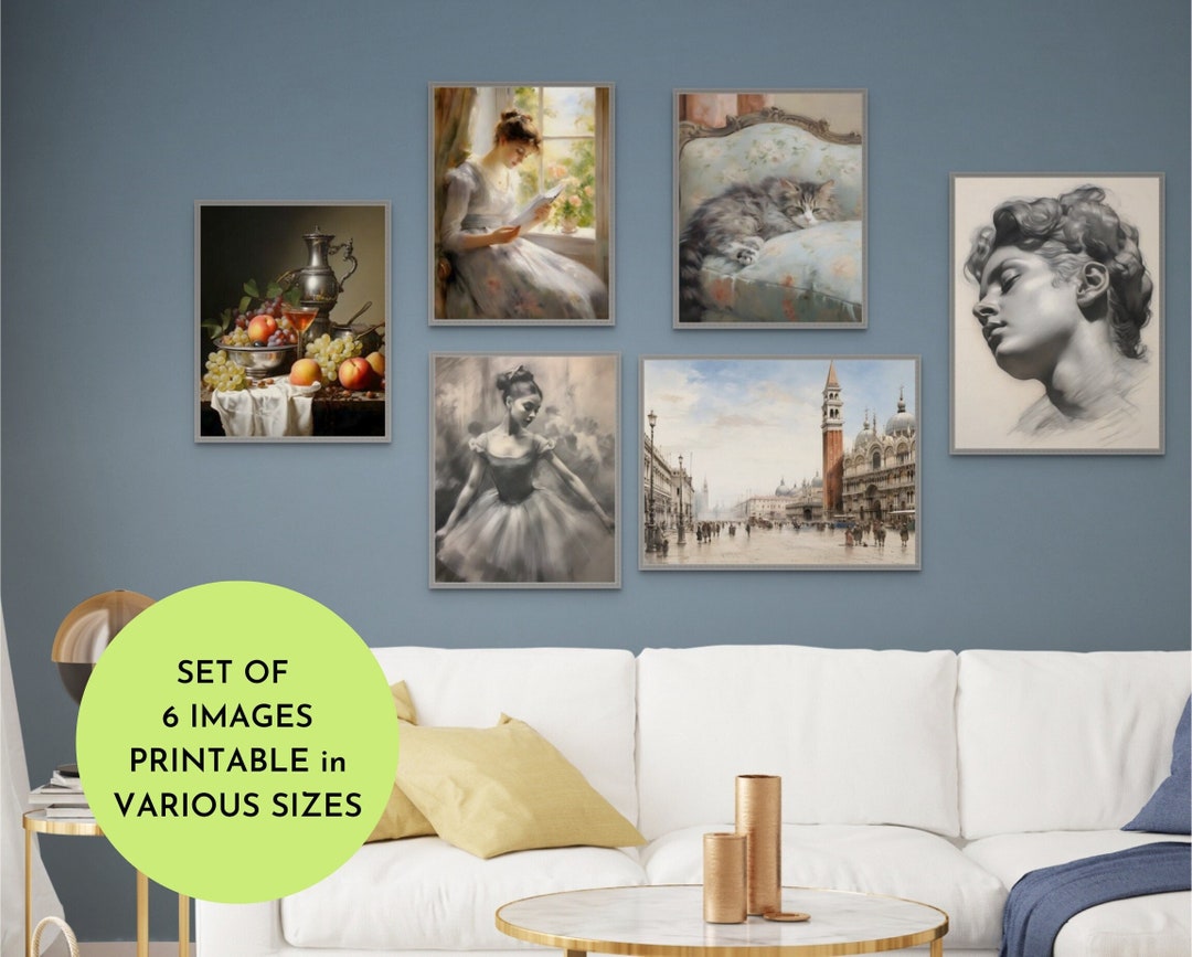 Light Academia Decor | Set of 6 Prints, Vintage Gallery Wall Art Set ...