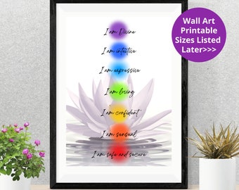 Chakra Affirmations Print: Spiritual Wall Art (Digital Download)