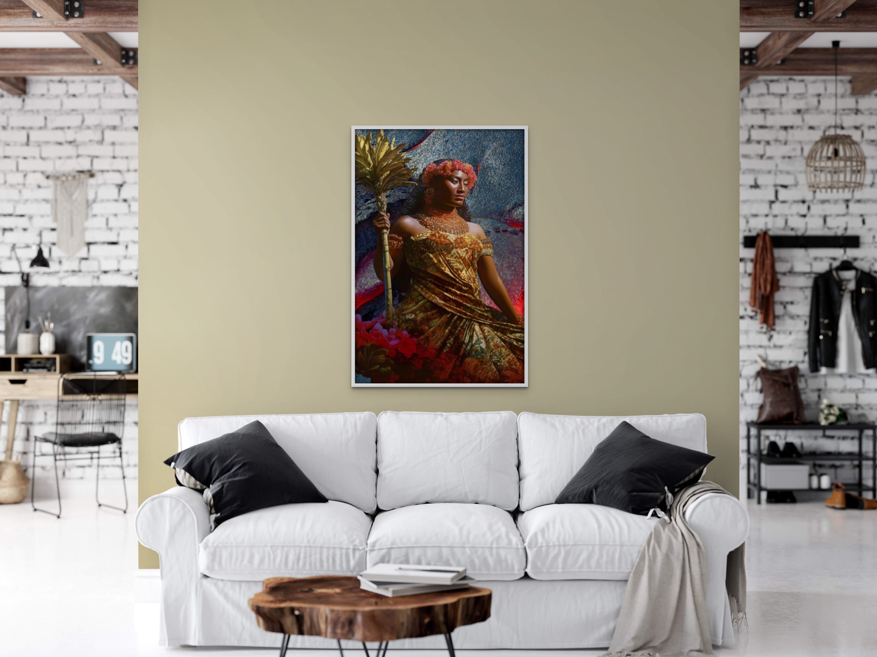 女神ペレのアートプリント：ハワイの火山女神（デジタル