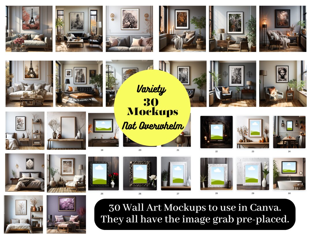 30 Canva Wall Art Mockup Bundle Elegant Minimalist Etsy