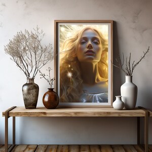 Celestial Blonde Goddess Print: Divine Feminine Spiritual Art (Digital Download)