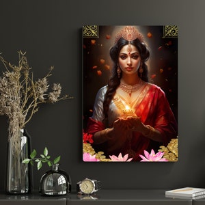 Lakshmi Prosperity Goddess of Abundance, Laxmi, Wealth, Money, Goddess art print, Indian Goddesses, Hindu goddesses, Prints to 24x36.