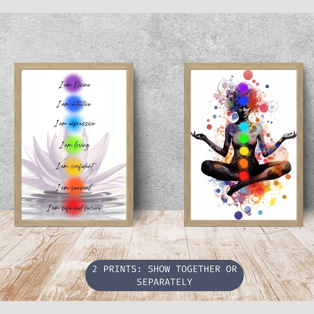 Chakra Art Prints (set of 2): Yoga Meditation Room Decor (digital ...
