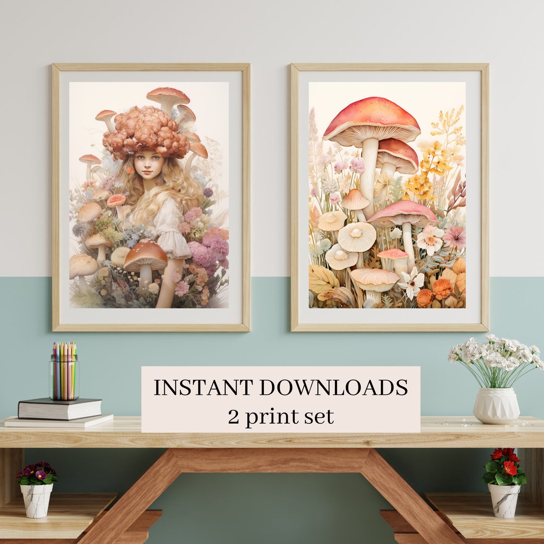 Mushroom Fairy Tale Art Prints: Cottagecore Decor (16x20 Digital ...