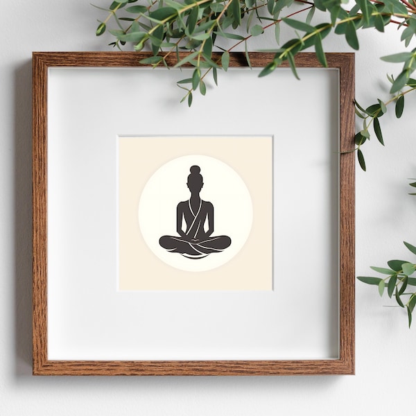 Female Buddha Wall Art,  Minimalist Woman Meditating, Decor, Yoga Meditation, Spiritual gift for Buddhist printable wall art print to 24X24