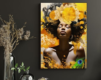 Oshun Goddess Art Print: African Orisha, Black Woman (Digital Download)