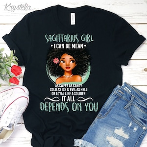 Sagittarius Zodiac Horoscope Black Girl T-shirt, December  Birthday Gift for Black Women, Black Sagittarius Shirt Sagittarius Queen Birthday