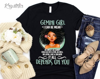 GEMINI Girl Zodiac Horoscope Black Girl T-shirt, May  Birthday Gift for Black Women, Black Gemini Shirt, Gemini Queen Birthday Tee