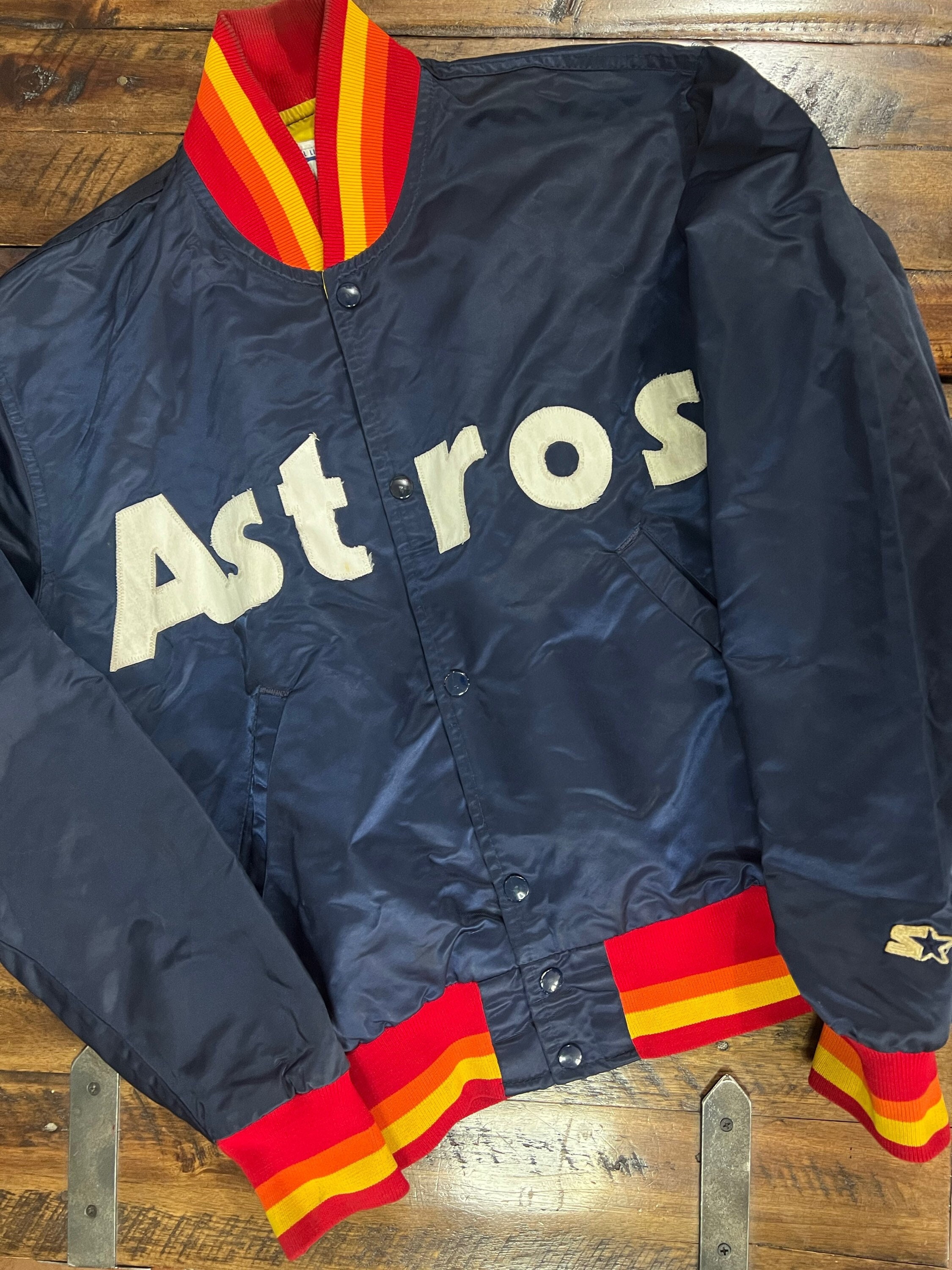 Vintage 80s Houston Astros Lightweight Starter Bomber Jacket 