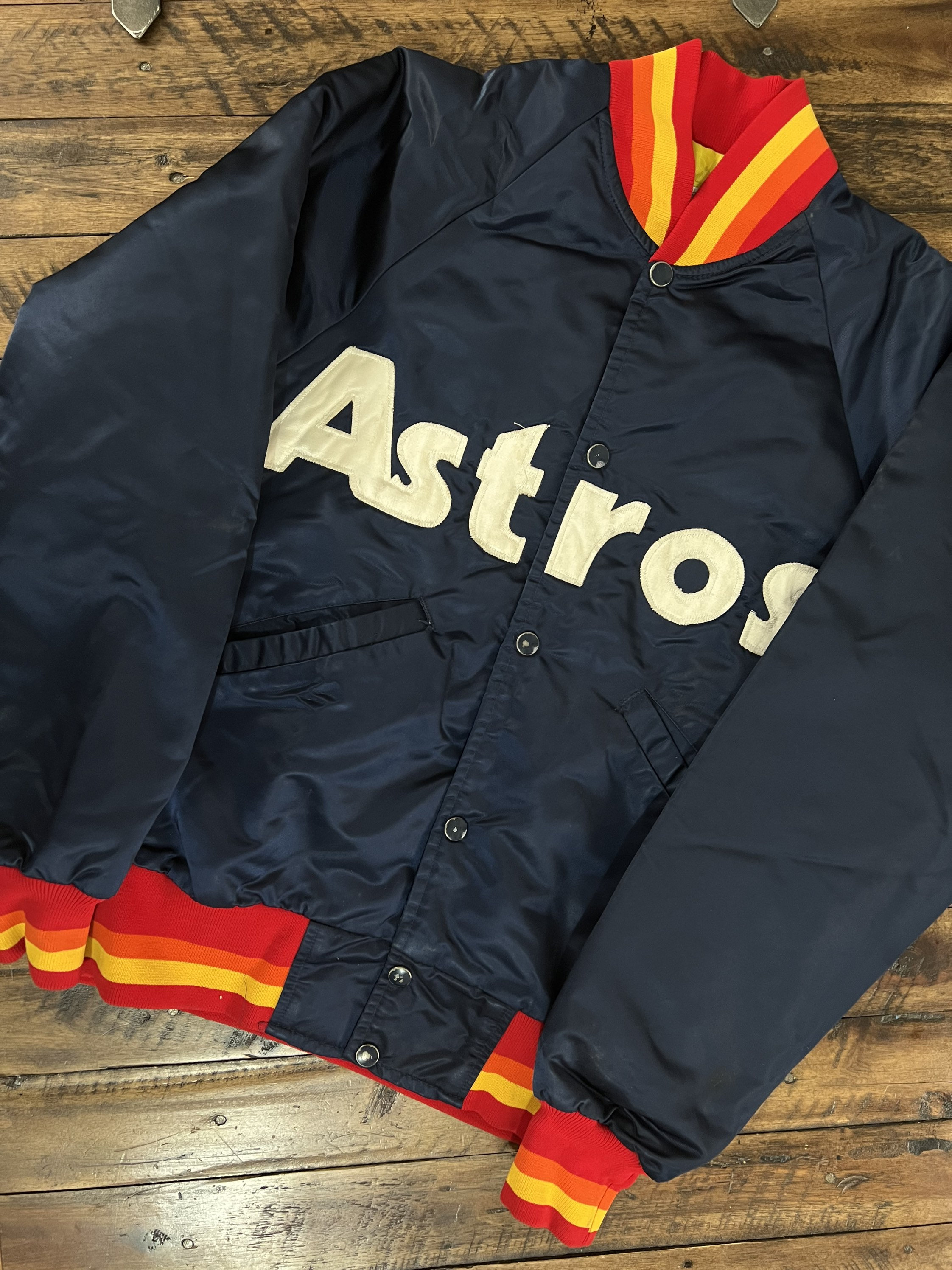 Vintage 80s Houston Astros Lightweight Starter Bomber Jacket 