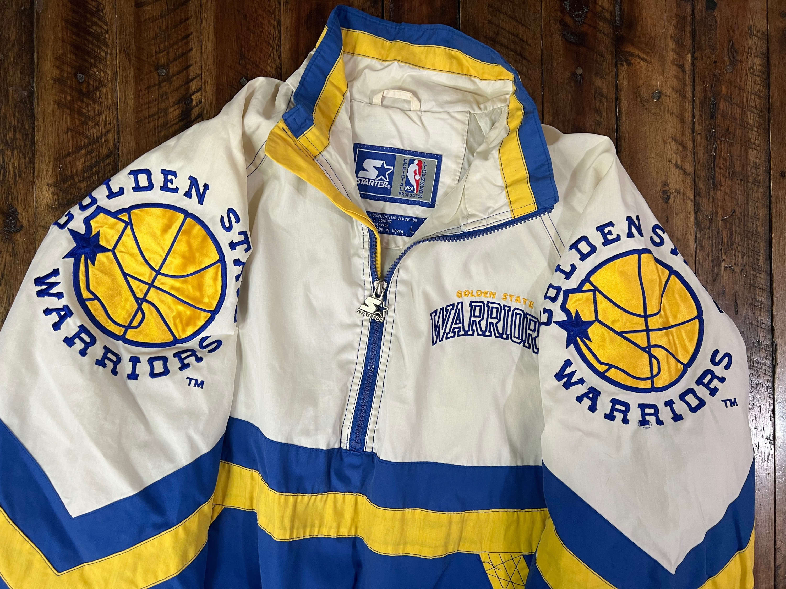 Golden State Warriors Mitchell Ness Snap Button Satin Jacket 