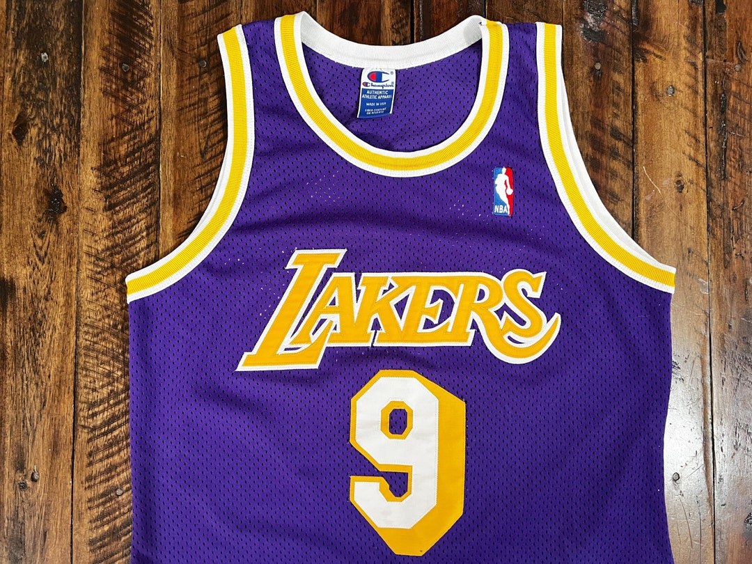 Vintage Champion Authentic Los Angeles Lakers Nick Van Exel Jersey Sz 48/XL - ShopperBoard