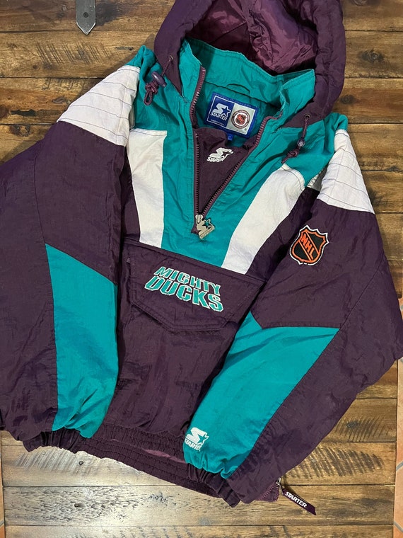 Vintage 90s Mighty Ducks of Anaheim Kangaroo Style Starter Jacket Puffer - L