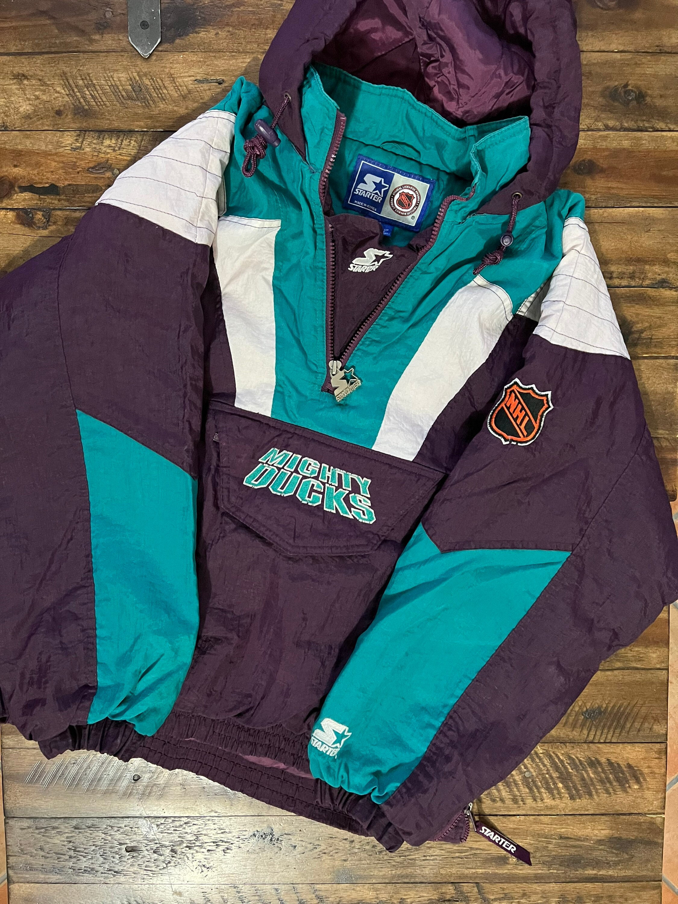 Vintage 1990s Anaheim Mighty Ducks Starter Pouch Jacket Size 