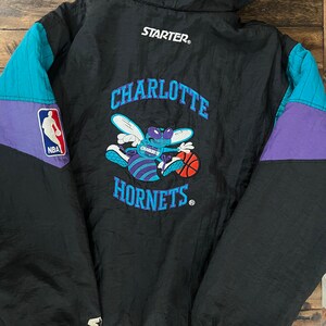 Vintage 1990s Hornets NBA Starter Half Zip Puffer Jacket / 