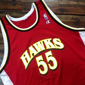 Size 40. 55 Dikembe Mutombo Hawks 90s Vintage NBA Jersey Made