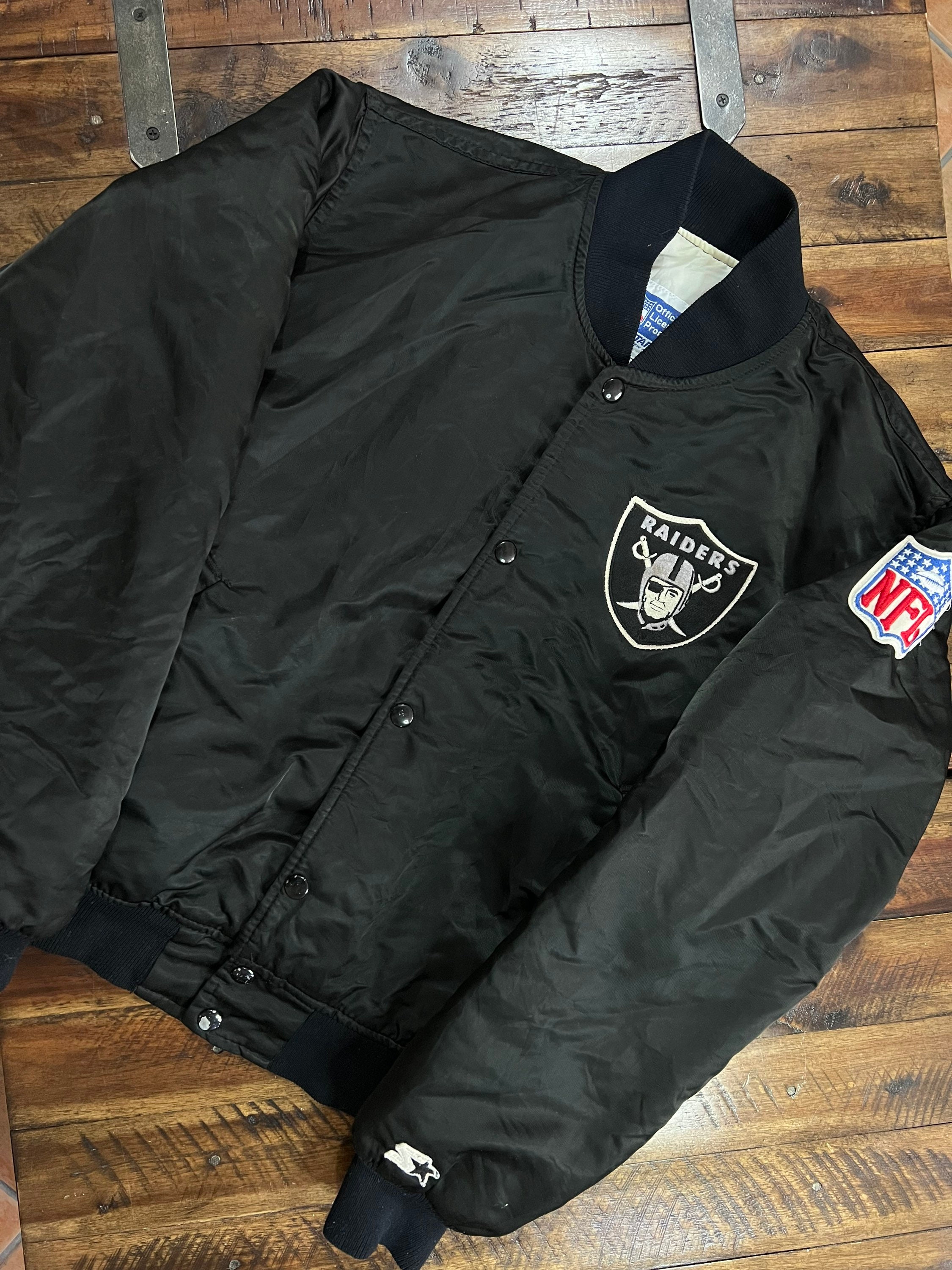 Vintage 1980s Oakland Raiders Starter Satin Black Jacket