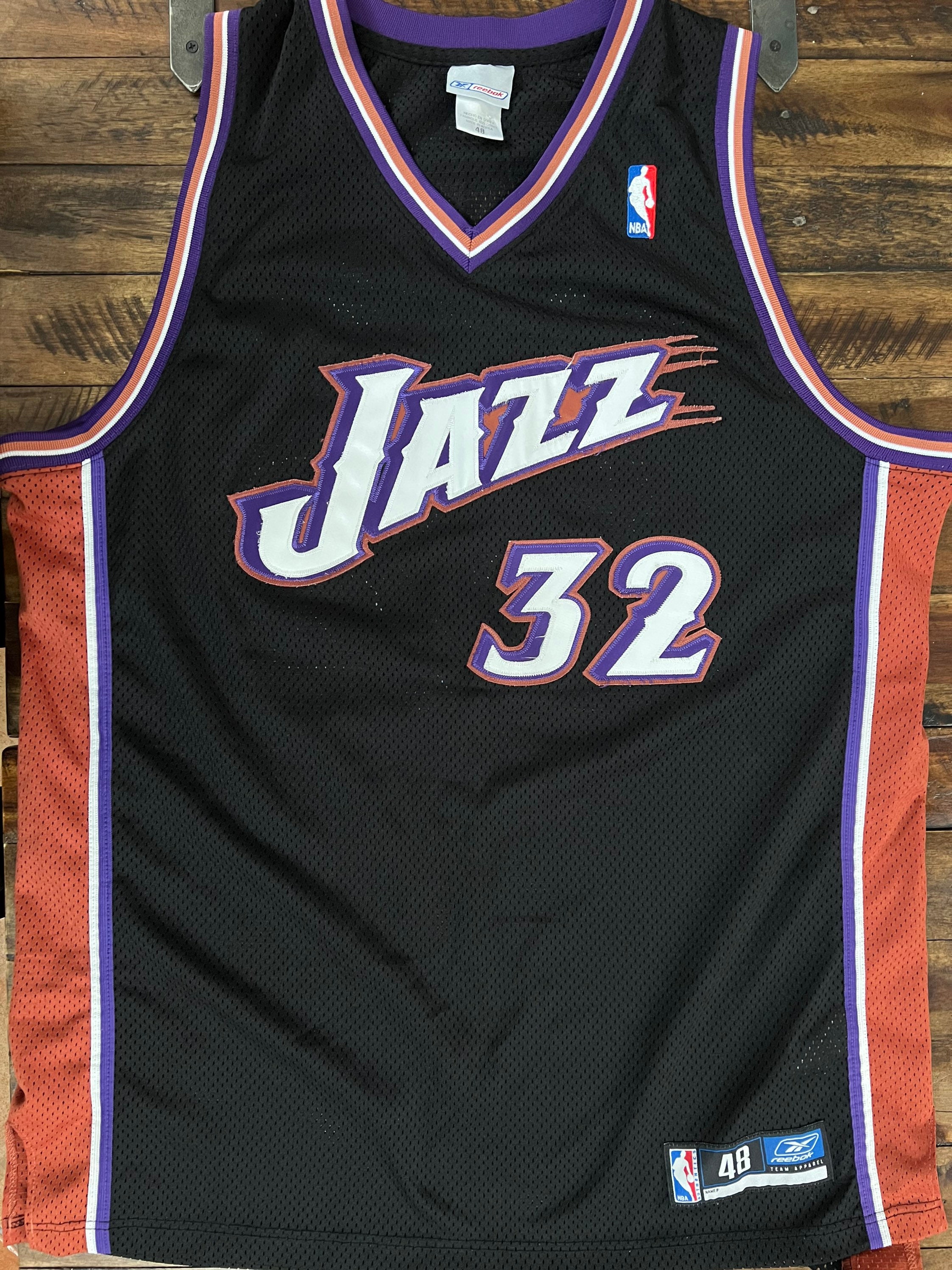 Vintage Utah Jazz Karl Malone Authentic Reebok Jersey Size Mens 48