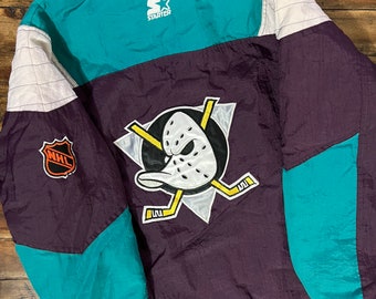 🚨🔥Vintage Starter XL Anaheim Mighty Ducks Pullover Jacket EUC Retro 90s  Rare!