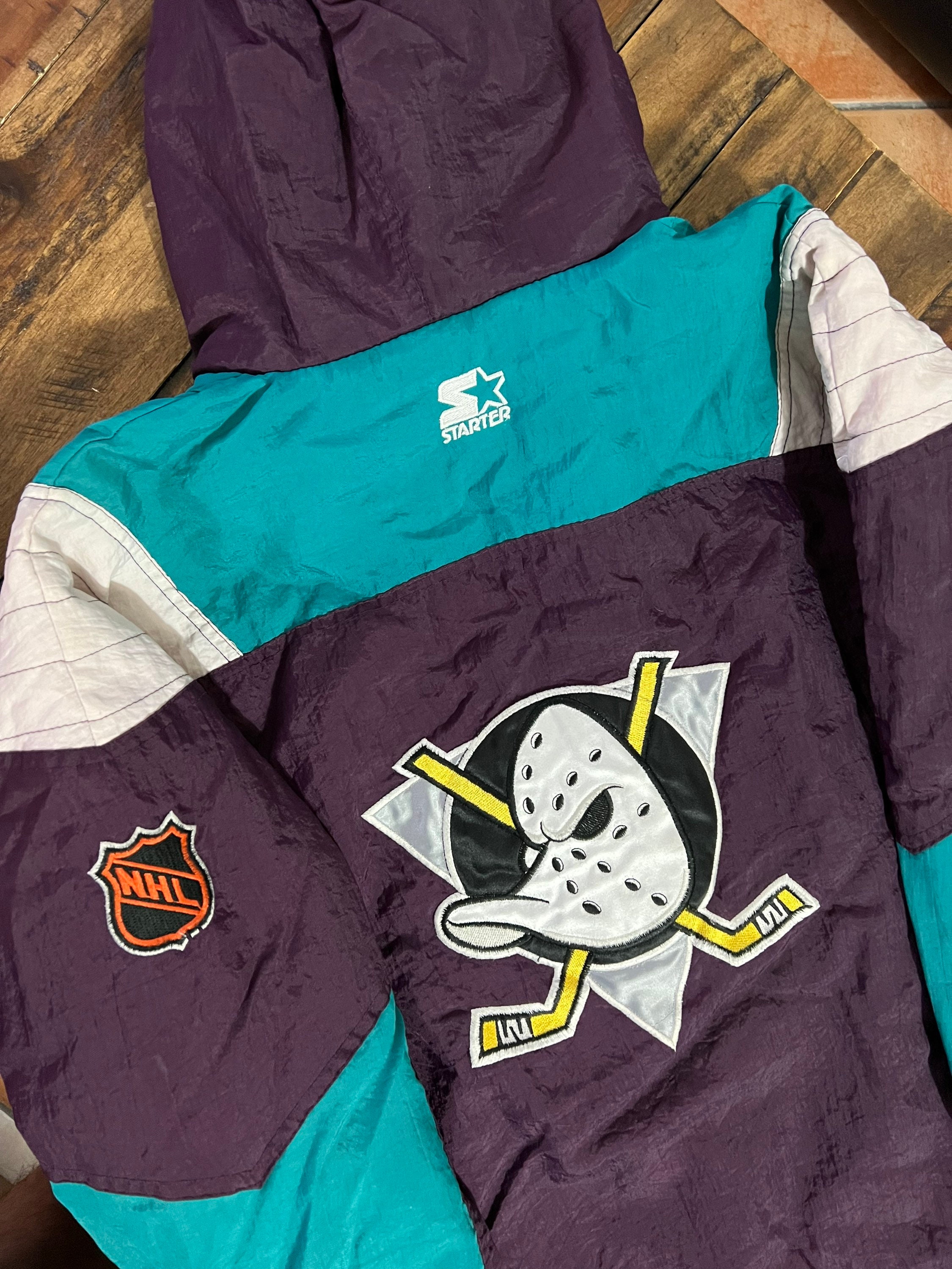 Vintage Anaheim Mighty Ducks Starter Jacket 90s NHL 1/2 Zip men