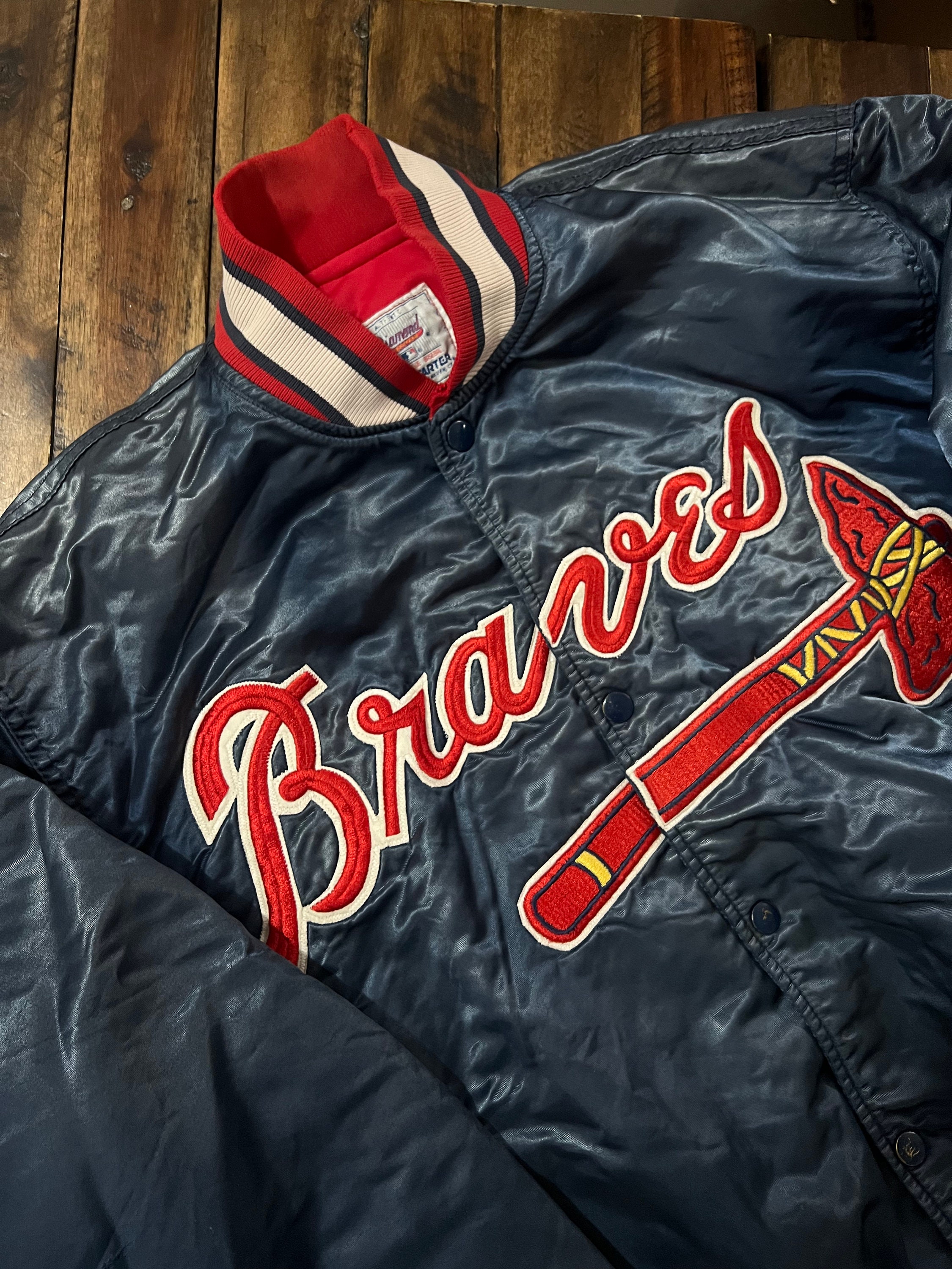 Atlanta Braves Starter The Lead Off Hitter Full-Snap Jacket - Navy/Red