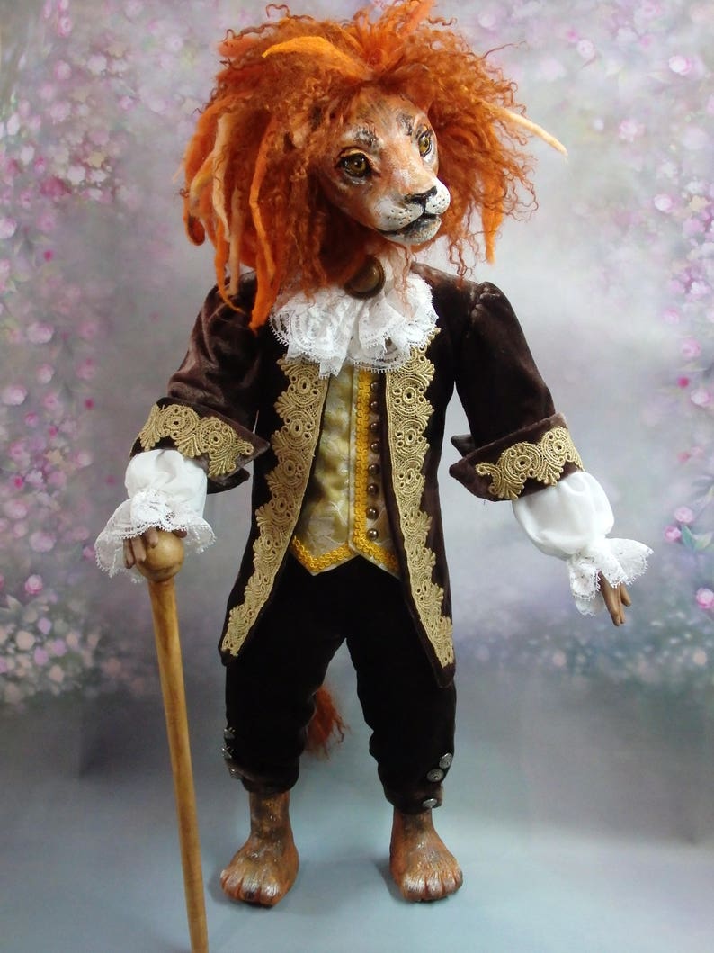 Lion Art Doll OOAK Unique puppet sculpture Fantastic Lion Doll | Etsy
