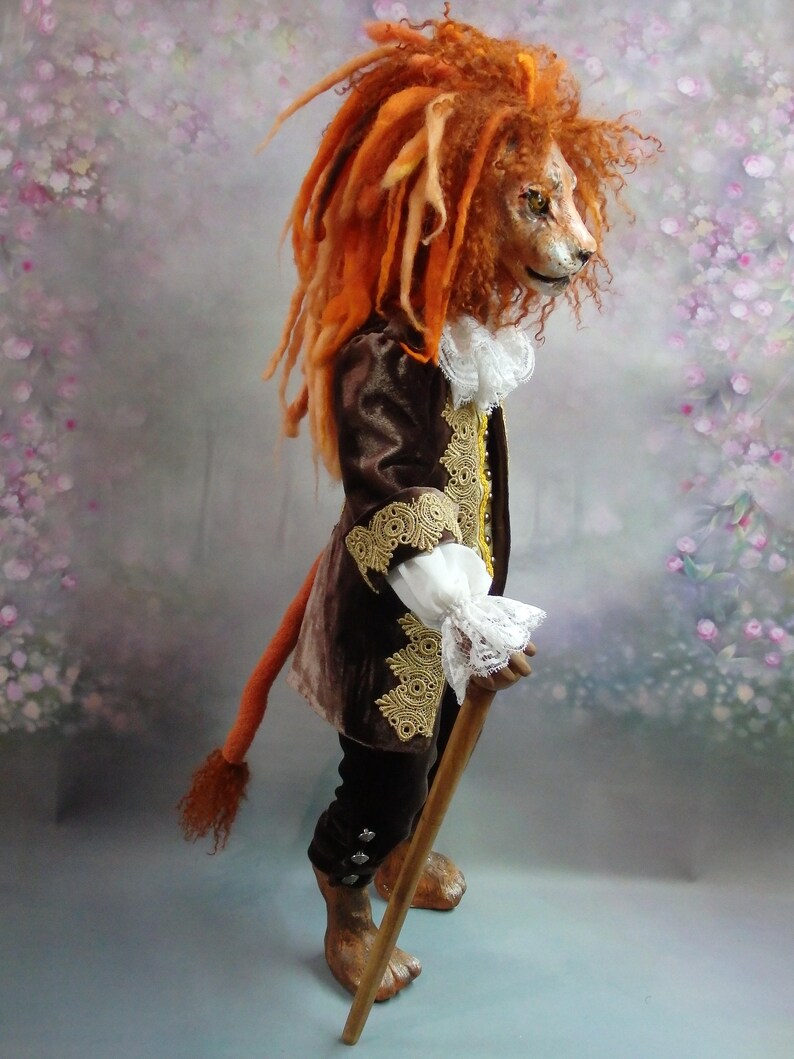 Lion Art Doll OOAK Unique puppet sculpture Fantastic Lion Doll Etsy