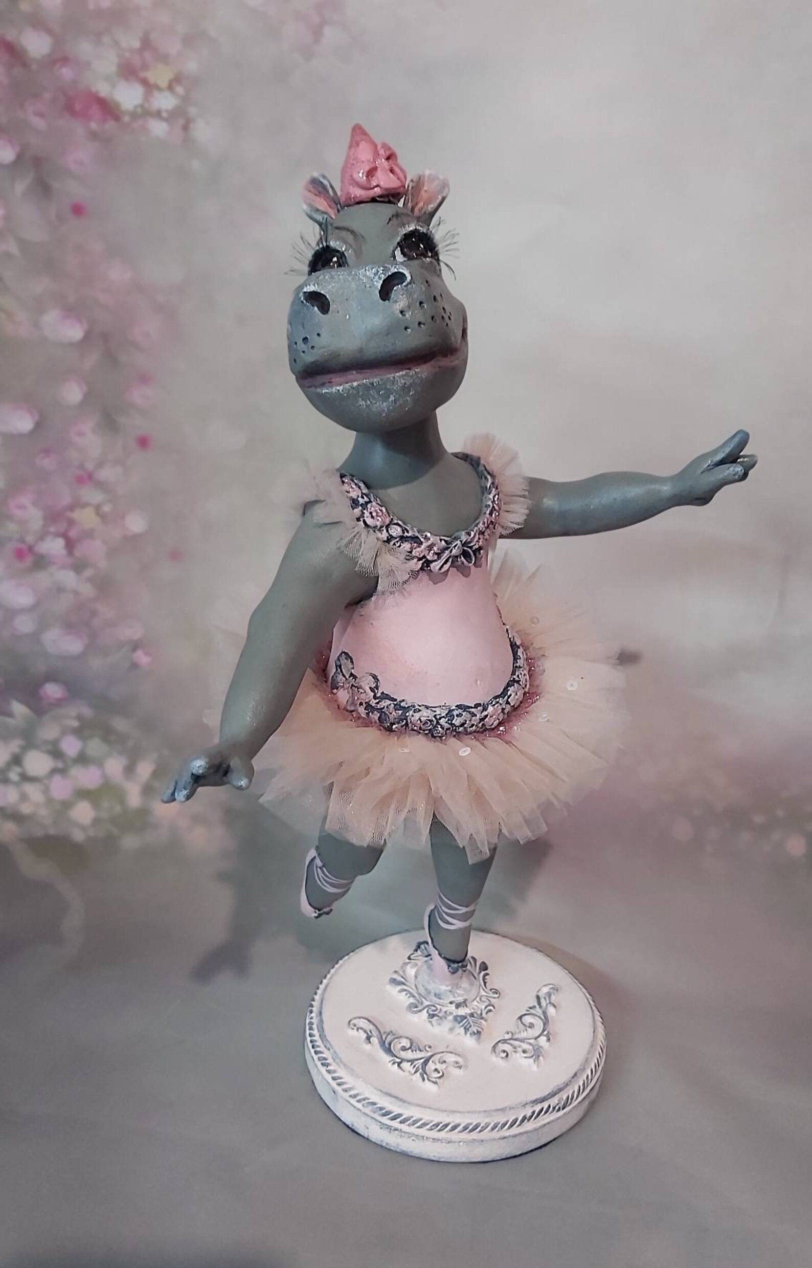 Doll Hippo Ballerina Collectible Doll Figurine Hippo in Pink Etsy