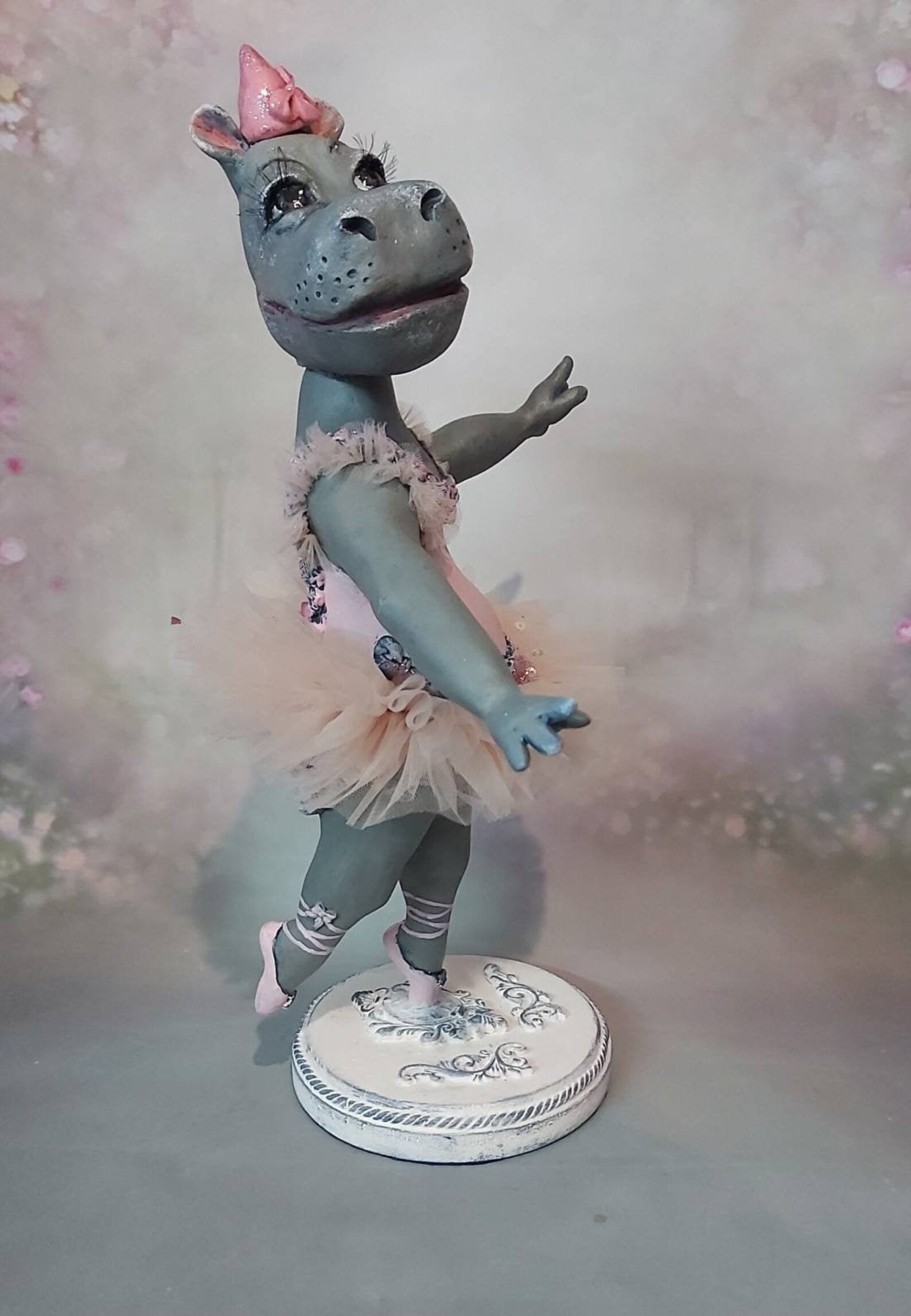 Doll Hippo Ballerina Collectible Doll Figurine Hippo in Pink Etsy