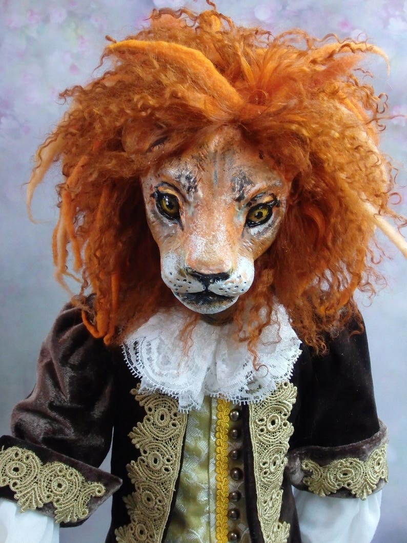 Lion Art Doll OOAK Unique puppet sculpture Fantastic Lion Doll | Etsy