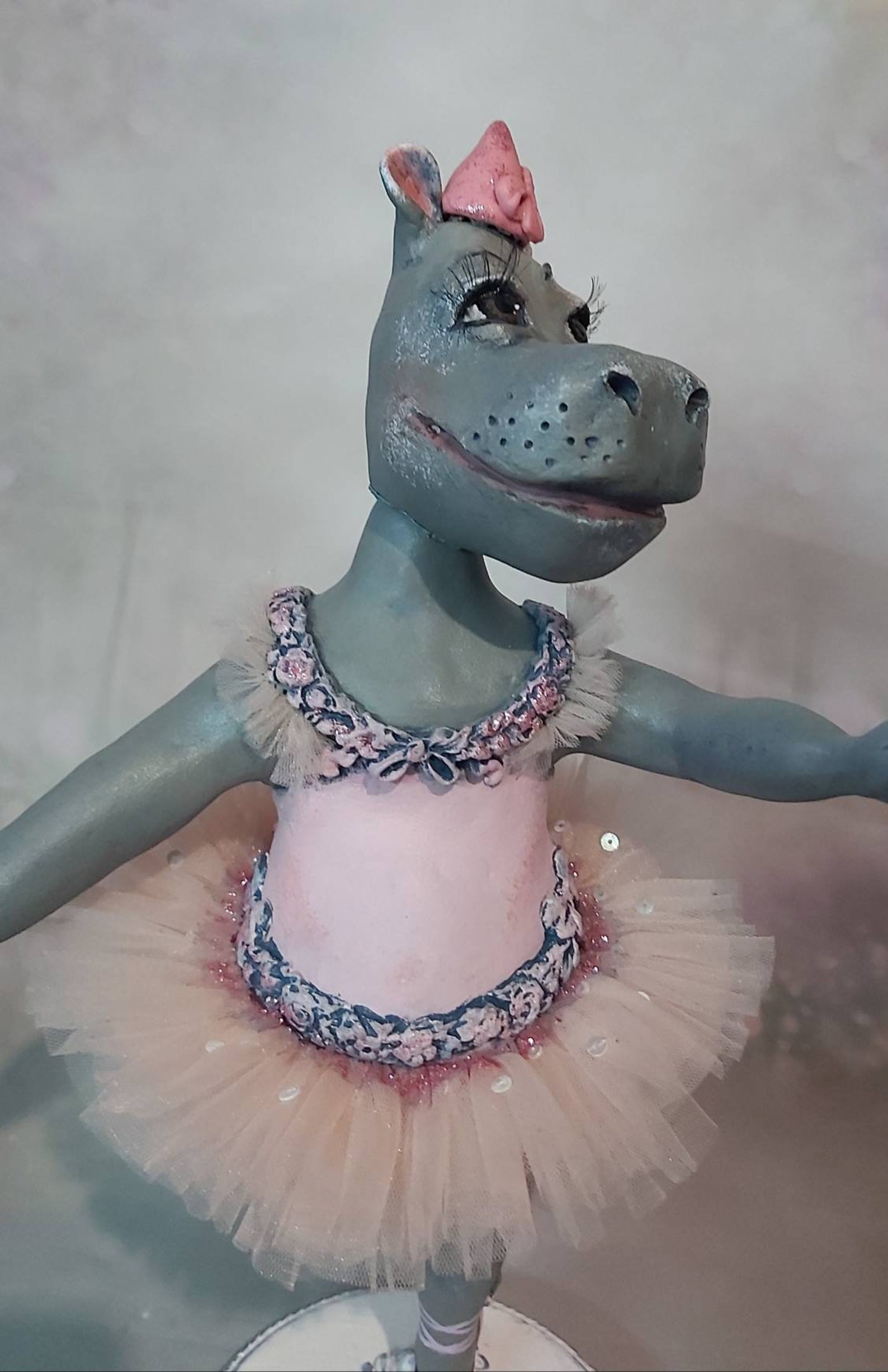 Doll Hippo Ballerina Collectible Doll Figurine Hippo in Pink Etsy